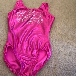 Pink shimmery gymnastics meet leotard